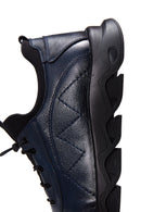 Men's Navy Blue Leather Casual Sneaker | Derimod Men's Navy Blue Leather Casual Sneaker | Derimod