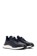 Erkek Lacivert Bağcıklı Deri Sneaker | Derimod Erkek Lacivert Bağcıklı Deri Sneaker | Derimod