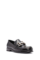 Women's Black Stone Detailed Leather Masculine Loafer | Derimod Women's Black Stone Detailed Leather Masculine Loafer | Derimod