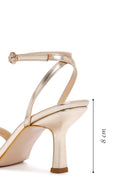Women's Gold Metallic Ankle Strap Thin Heel Sandals | Derimod Women's Gold Metallic Ankle Strap Thin Heel Sandals | Derimod