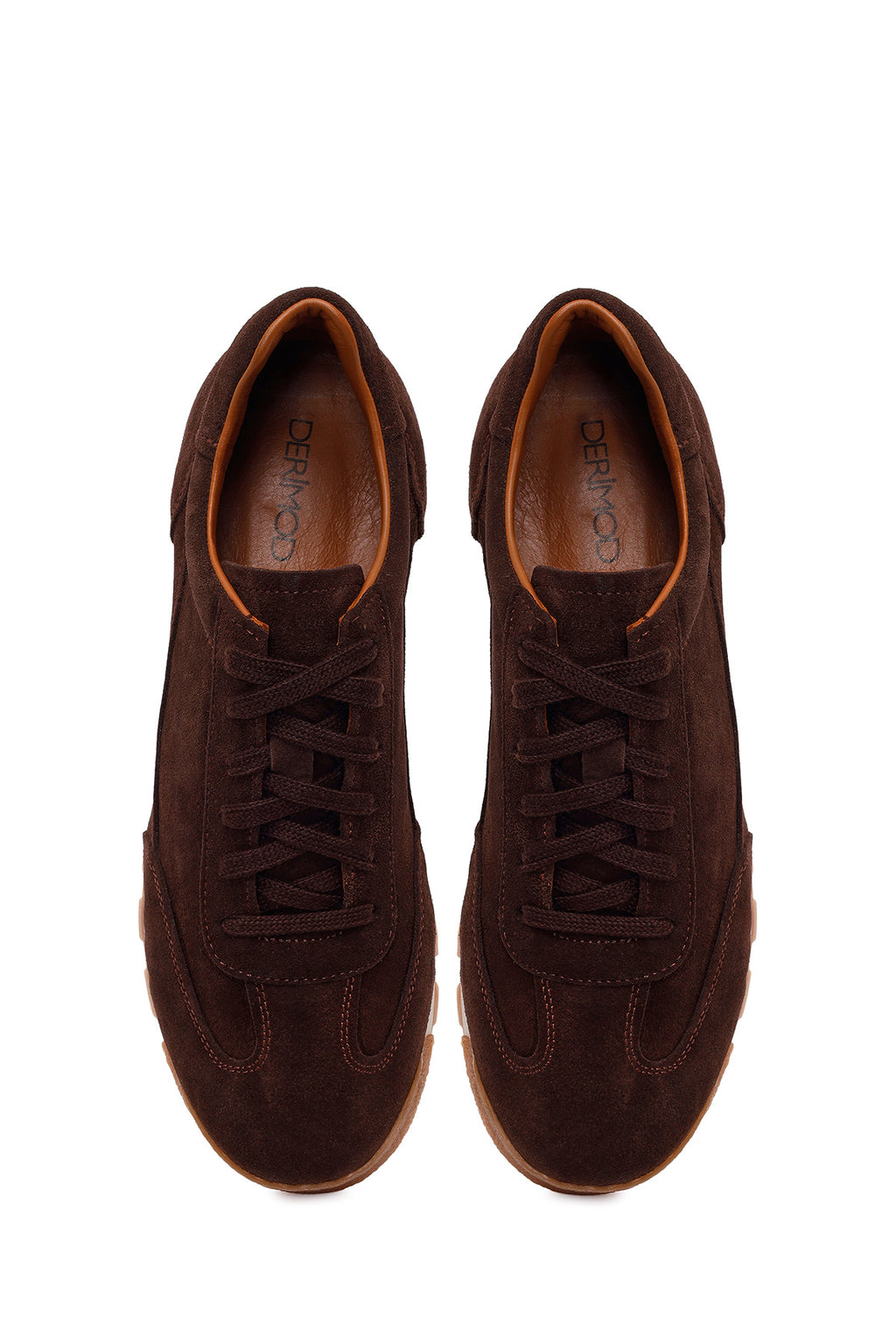 Erkek Kahverengi Bağcıklı Süet Deri Sneaker