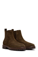 Women's Khaki Suede Leather Chelsea Boot | Derimod Women's Khaki Suede Leather Chelsea Boot | Derimod