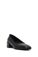 Women's Black Thick Short Heel Leather Shoe | Derimod Women's Black Thick Short Heel Leather Shoe | Derimod