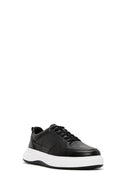 Erkek Siyah Bağcıklı Deri Sneaker | Derimod Erkek Siyah Bağcıklı Deri Sneaker | Derimod