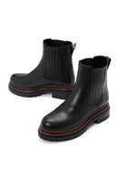 Woman Black Thick Sole Leather Chelsea Boots | Derimod Woman Black Thick Sole Leather Chelsea Boots | Derimod