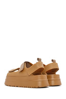 Women's Tan Strappy Thick Soled Jelly Sandals | Derimod Women's Tan Strappy Thick Soled Jelly Sandals | Derimod
