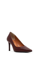 Women's Burgundy Thin Heeled Leather Stiletto | Derimod Women's Burgundy Thin Heeled Leather Stiletto | Derimod
