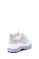 Women's Silver Detailed Suede Sneaker | Derimod Women's Silver Detailed Suede Sneaker | Derimod