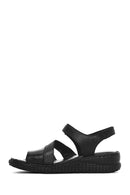 Kadın Siyah Bantlı Deri Comfort Sandalet | Derimod Kadın Siyah Bantlı Deri Comfort Sandalet | Derimod