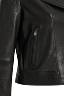 Alba Women's Black Biker Leather Jacket | Derimod Alba Women's Black Biker Leather Jacket | Derimod