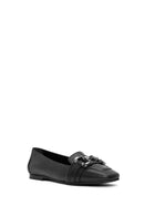 Women's Black Buckle Detailed Leather Ballerinas | Derimod Women's Black Buckle Detailed Leather Ballerinas | Derimod