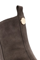 Women's Mink Heeled Zippered Suede Leather Boots | Derimod Women's Mink Heeled Zippered Suede Leather Boots | Derimod
