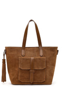 Woman Tan Long-Strap Suede Shoulder Bag | Derimod Woman Tan Long-Strap Suede Shoulder Bag | Derimod