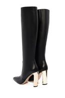 Women's Black Zippered Thick Heel Leather Boots | Derimod Women's Black Zippered Thick Heel Leather Boots | Derimod