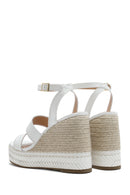 Women's White Ankle Buckle Wedge Heel Espadrille Sandals | Derimod Women's White Ankle Buckle Wedge Heel Espadrille Sandals | Derimod