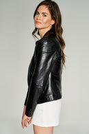 Glam Women's Leather Jacket | Derimod Glam Women's Leather Jacket | Derimod