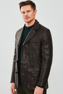 Kane Erkek Siyah Blazer Safari Deri Ceket | Derimod Kane Erkek Siyah Blazer Safari Deri Ceket | Derimod