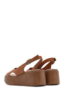 Women's Brown Thick Soled Leather Comfort Sandals | Derimod Women's Brown Thick Soled Leather Comfort Sandals | Derimod