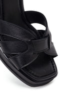 Women's Black Ankle Buckle Thick Heel Leather Sandals | Derimod Women's Black Ankle Buckle Thick Heel Leather Sandals | Derimod