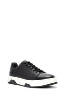 Erkek Siyah Bağcıklı Kalın Tabanlı Deri Sneaker | Derimod Erkek Siyah Bağcıklı Kalın Tabanlı Deri Sneaker | Derimod