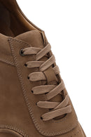 Erkek Bej Bağcıklı Nubuk Deri Sneaker | Derimod Erkek Bej Bağcıklı Nubuk Deri Sneaker | Derimod