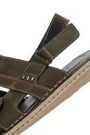 Men's Khaki Leather Sandals | Derimod Men's Khaki Leather Sandals | Derimod