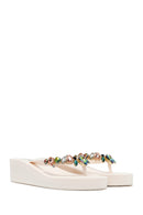 Women's White Toe Stoned Wedge Heel Jelly Slippers | Derimod Women's White Toe Stoned Wedge Heel Jelly Slippers | Derimod