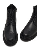 Men's Black Zippered Leather Boots | Derimod Men's Black Zippered Leather Boots | Derimod
