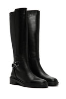 Woman Black Zippered Buckle Detail Leather Casual Boots | Derimod Woman Black Zippered Buckle Detail Leather Casual Boots | Derimod