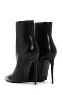 Women's Black Leather Thin Heeled Boots | Derimod Women's Black Leather Thin Heeled Boots | Derimod