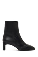 Women's Black Short Thick Heeled Leather Boots | Derimod Women's Black Short Thick Heeled Leather Boots | Derimod