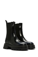 Women's Navy Blue Leather Chelsea Boots | Derimod Women's Navy Blue Leather Chelsea Boots | Derimod