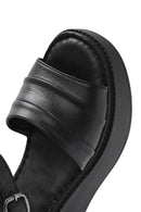 Kadın Siyah Kalın Tabanlı Deri Comfort Sandalet | Derimod Kadın Siyah Kalın Tabanlı Deri Comfort Sandalet | Derimod