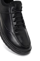 Men's Black Lace-Up Thick-Soled Leather Casual Sneaker | Derimod Men's Black Lace-Up Thick-Soled Leather Casual Sneaker | Derimod