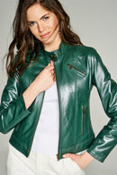 Kylie Women's Leather Jacket | Derimod Kylie Women's Leather Jacket | Derimod