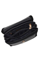 Woman Black Long-Strap Suede Crossbody Bag | Derimod Woman Black Long-Strap Suede Crossbody Bag | Derimod