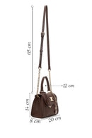 Woman Brown Long-Strap Charmed Mini Shoulder Bag | Derimod Woman Brown Long-Strap Charmed Mini Shoulder Bag | Derimod