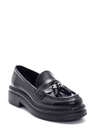 Women's Black Leather Tassel Loafer | Derimod Women's Black Leather Tassel Loafer | Derimod