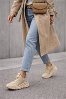 Derimod Zero Women Beige Lace-Up Thick-Soled Fabric Sneaker | Derimod Derimod Zero Women Beige Lace-Up Thick-Soled Fabric Sneaker | Derimod