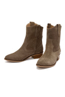 Women's Mink Suede Leather Cowboy Boots | Derimod Women's Mink Suede Leather Cowboy Boots | Derimod