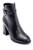 Women's Crocodile Detailed Heeled Boots | Derimod Women's Crocodile Detailed Heeled Boots | Derimod