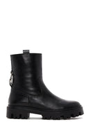 Women's Black Leather Zipper Classic Boots | Derimod Women's Black Leather Zipper Classic Boots | Derimod