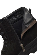 Men's Black Lace-Up Zipper Nubuck Leather Casual Boot | Derimod Men's Black Lace-Up Zipper Nubuck Leather Casual Boot | Derimod