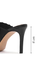 Women's Black Thin Heeled Leather Slippers | Derimod Women's Black Thin Heeled Leather Slippers | Derimod