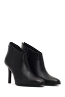 Women's Black Back Zipper High Thin Heel Leather Boot | Derimod Women's Black Back Zipper High Thin Heel Leather Boot | Derimod