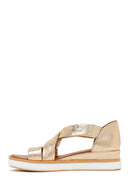 Women's Gold Chunky Metallic Leather Sandals | Derimod Women's Gold Chunky Metallic Leather Sandals | Derimod