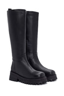 Women's Black Zippered Leather Boots | Derimod Women's Black Zippered Leather Boots | Derimod