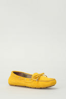 Suede Yellow Women's Leather Loafer | Derimod Suede Yellow Women's Leather Loafer | Derimod