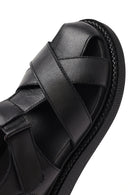 Women's Black Strappy Thick-Sole Leather Sandals | Derimod Women's Black Strappy Thick-Sole Leather Sandals | Derimod