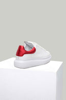 White-Red Women's Leather Sneaker | Derimod White-Red Women's Leather Sneaker | Derimod